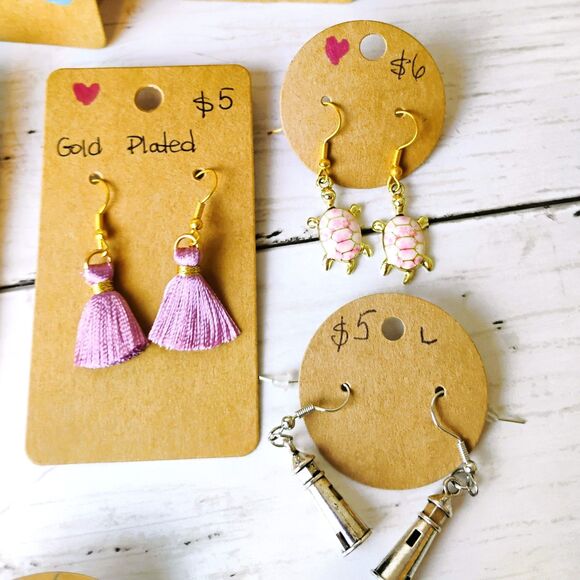 14 NEW Earring Reseller Lot/Bundle Novelty Funky Pac-Man, Tassels, Drink, Turtle - Picture 7 of 8